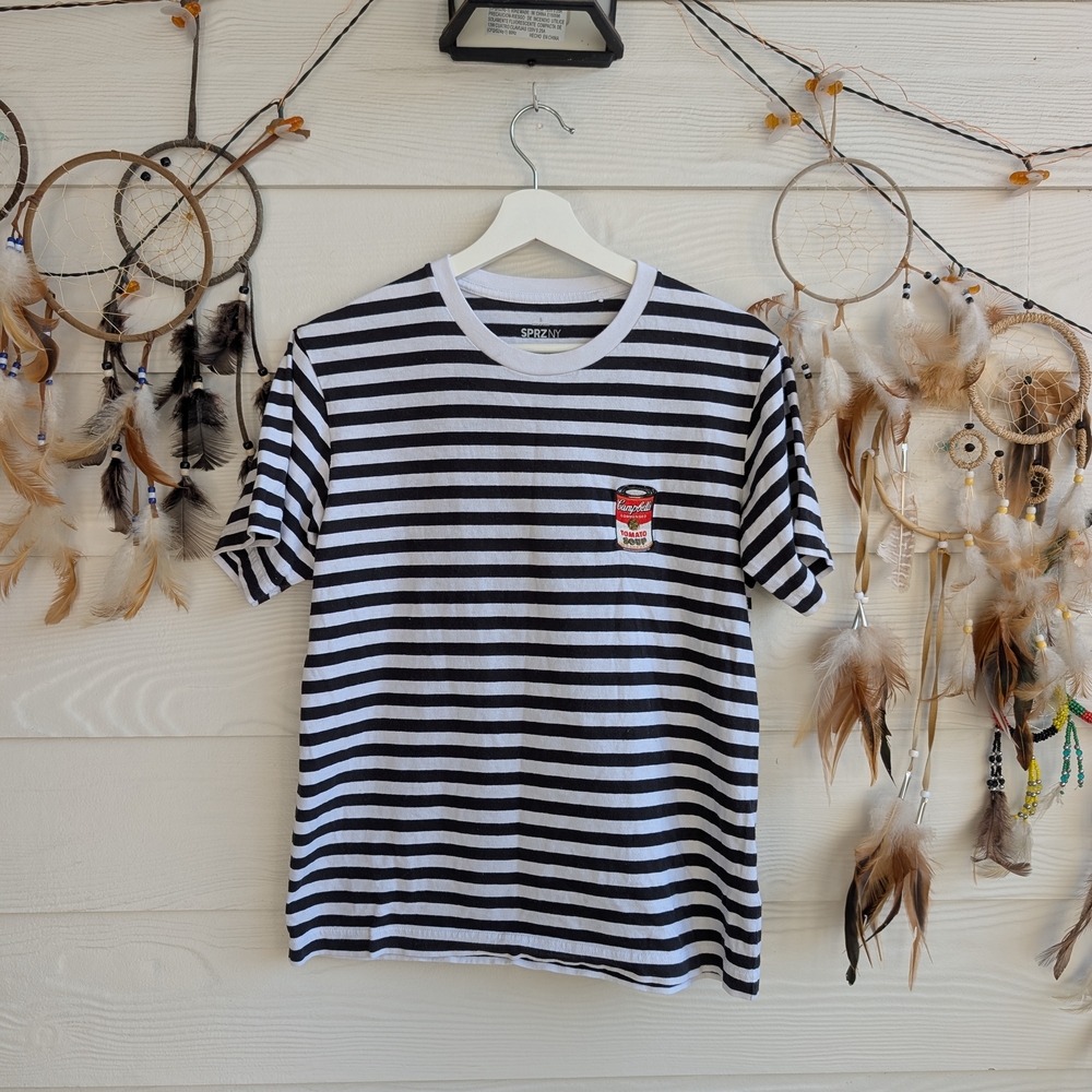 UNIQLO X ANDY WARHOL T shirt Striped Campbell's Soup Design S